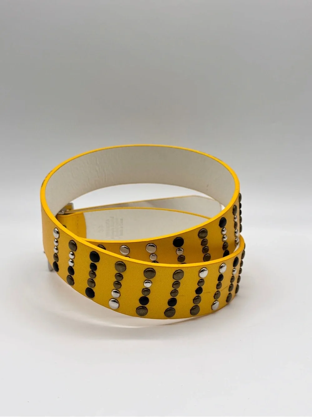 Ed Hardy Panther Snake Studded Belt Yellow Y2K Tattoo Art Size 38 Brand New